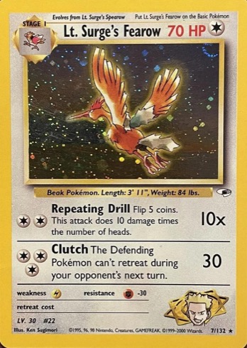 Lt. Surge's Fearow 7/132 from Gym Heroes