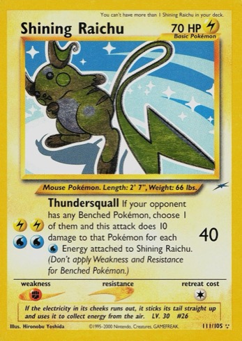 Shining Raichu 111/105 from Neo Destiny