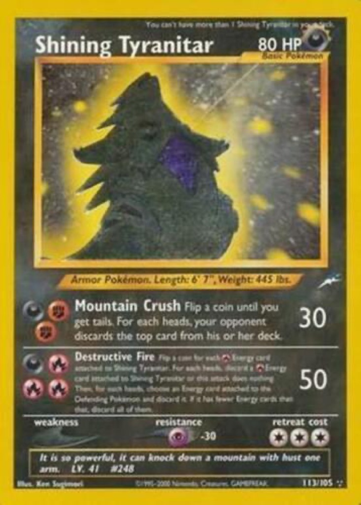 Shining Tyranitar 113/105, Neo Destiny Pokémon card