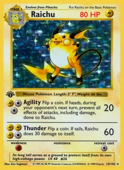 1st Edition Raichu 14/102, Base Set