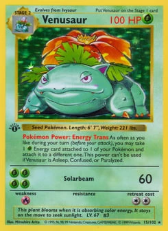 1st Edition Venusaur 15/102, Base Set