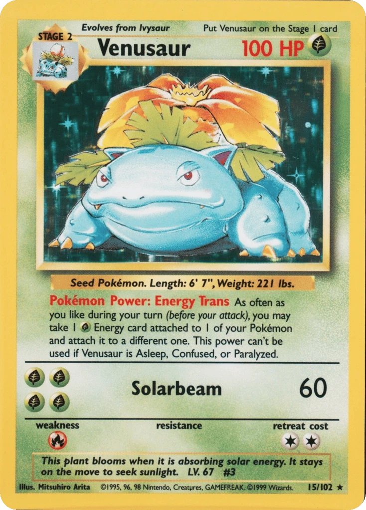 Venusaur 15/102, Base Set Pokémon card