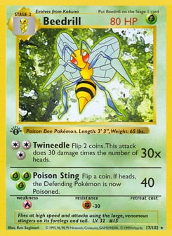 1st Edition Beedrill 17/102, Base Set