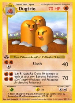 1st Edition Dugtrio 19/102, Base Set