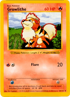 Shadowless Growlithe 28/102, Base Set