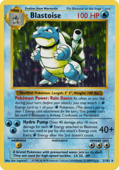 Shadowless Blastoise 2/102, Base Set