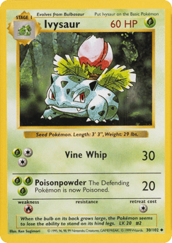 Shadowless Ivysaur 30/102, Base Set