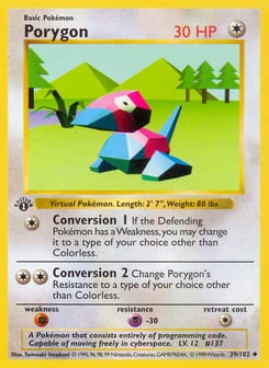 1st Edition Porygon 39/102, Base Set