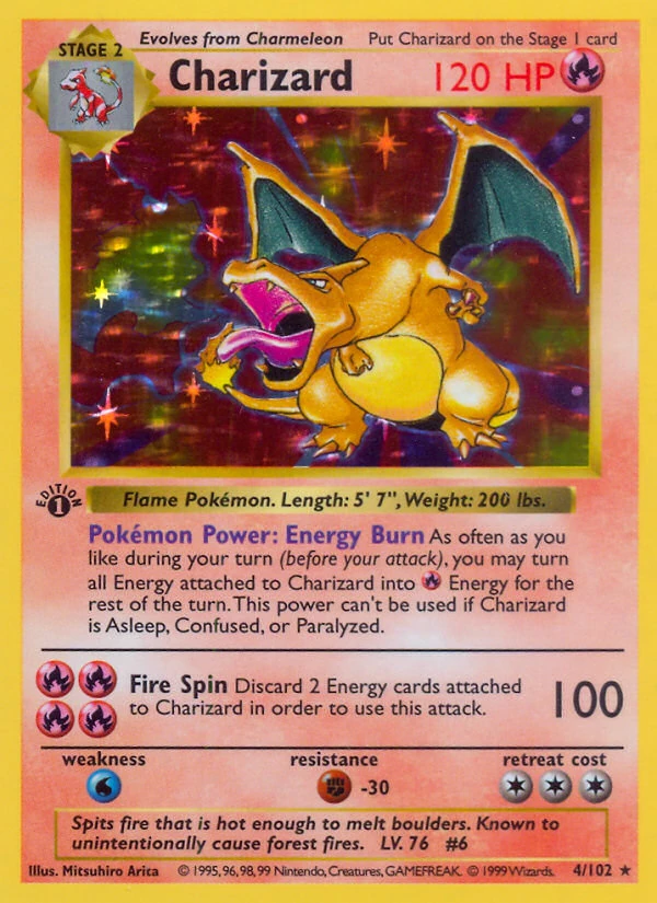 1st Edition Charizard 4/102, Base Set Pokémon card