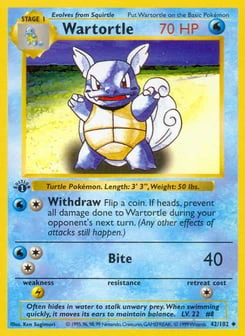 1st Edition Wartortle 42/102, Base Set