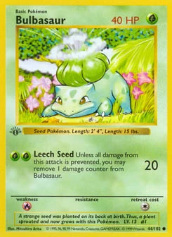 1st Edition Bulbasaur 44/102, Base Set