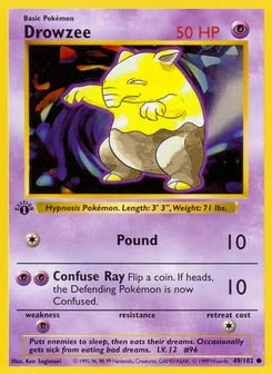 1st Edition Drowzee 49/102, Base Set