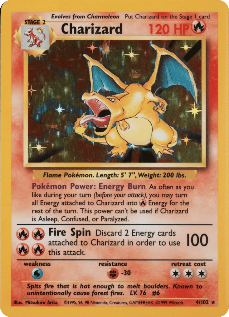 Charizard 4/102, Base Set Pokémon card