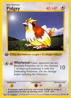 1st Edition Pidgey 57/102, Base Set