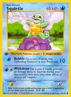 1st Edition Squirtle 63/102, Base Set