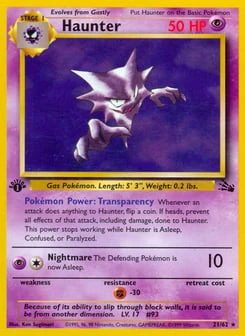 1st Edition Haunter 21/62, Fossil