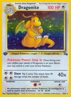 1st Edition Dragonite 4/62, Fossil