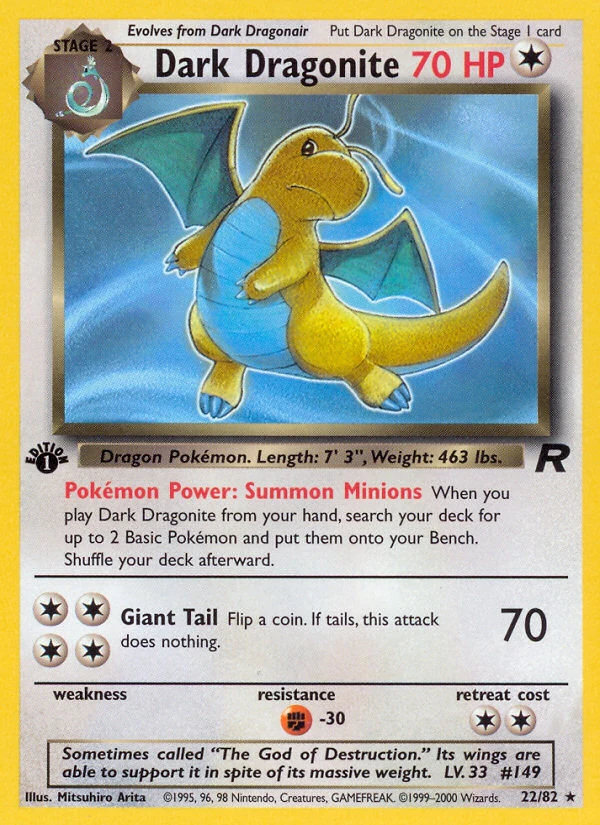 Dark Dragonite 22/82, Team Rocket Pokémon card