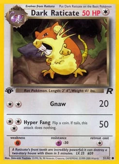 1st Edition Dark Raticate 51/82, Team Rocket