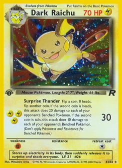 1st Edition Dark Raichu 83/82, Team Rocket