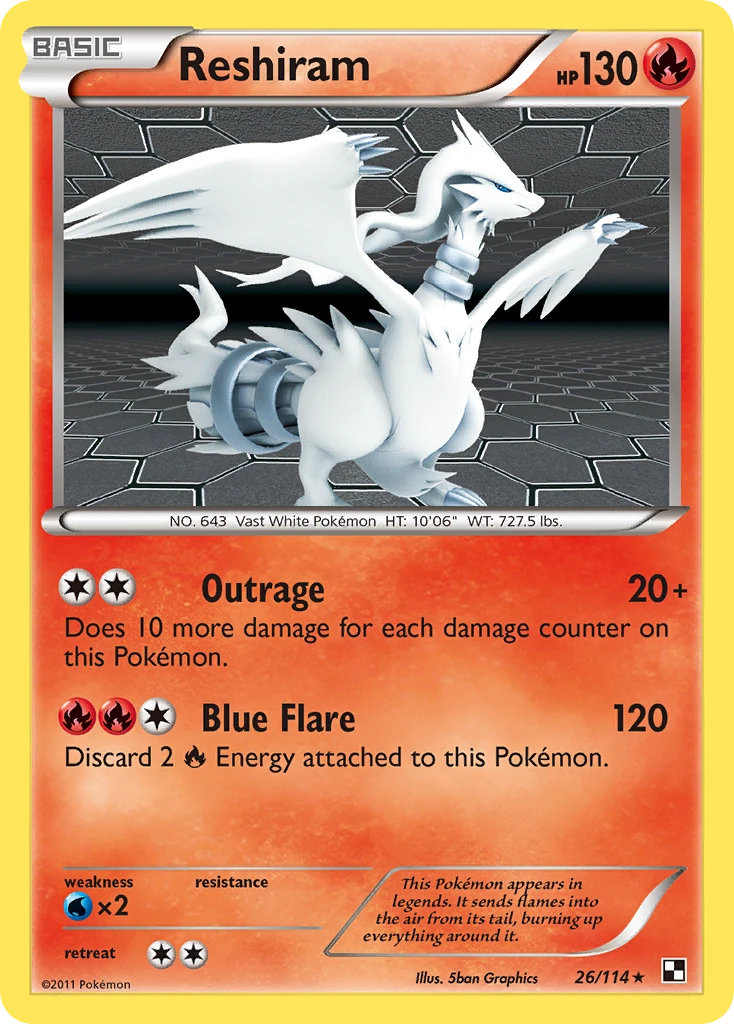 Reshiram 26/114, Black & White Pokémon card