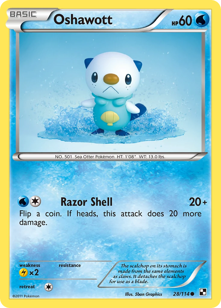 Oshawott 28/114, Black & White Pokémon card
