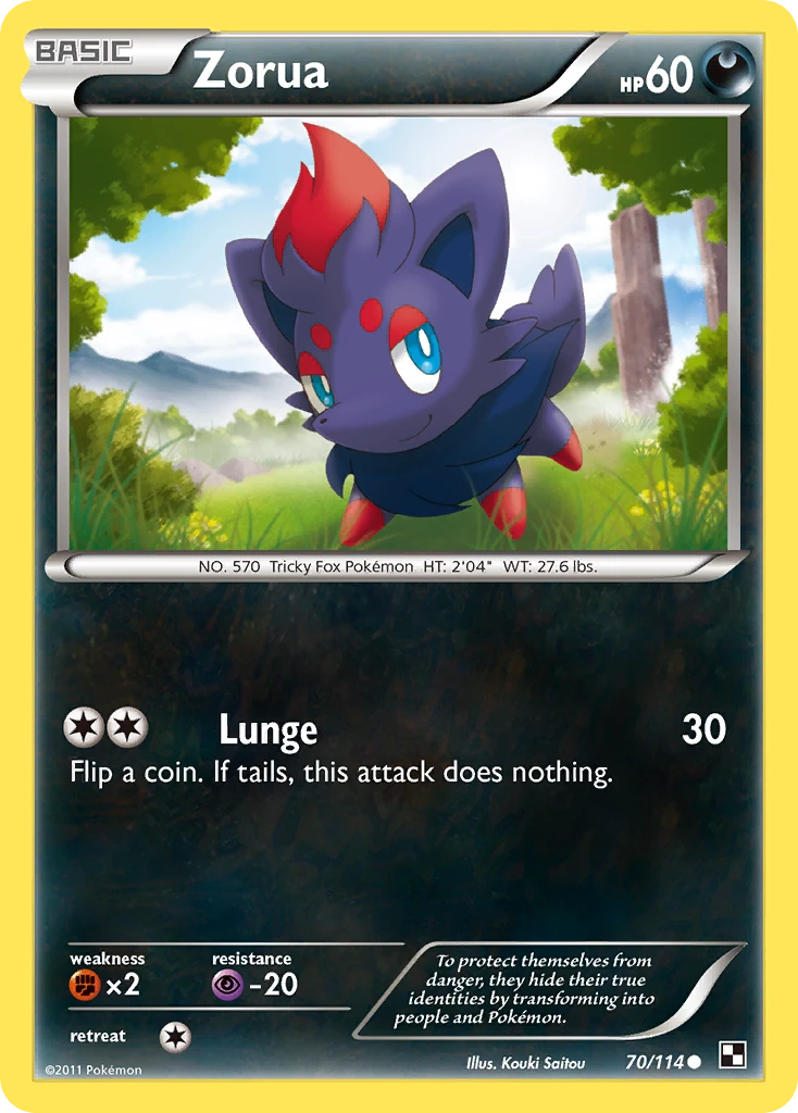 Zorua 70/114, Black & White Pokémon card