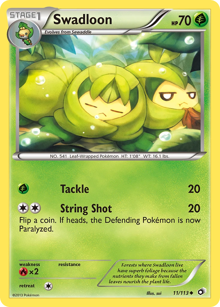 Swadloon 11/113, Legendary Treasures Pokémon card