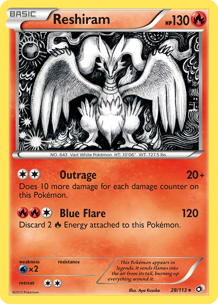 Reshiram 28/113, Legendary Treasures Pokémon card