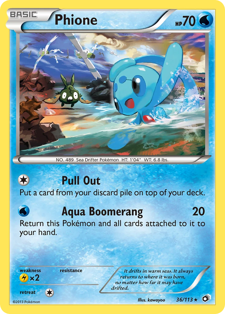 Phione 36/113, Legendary Treasures Pokémon card