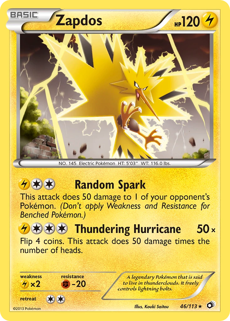 Zapdos 46/113, Legendary Treasures Pokémon card