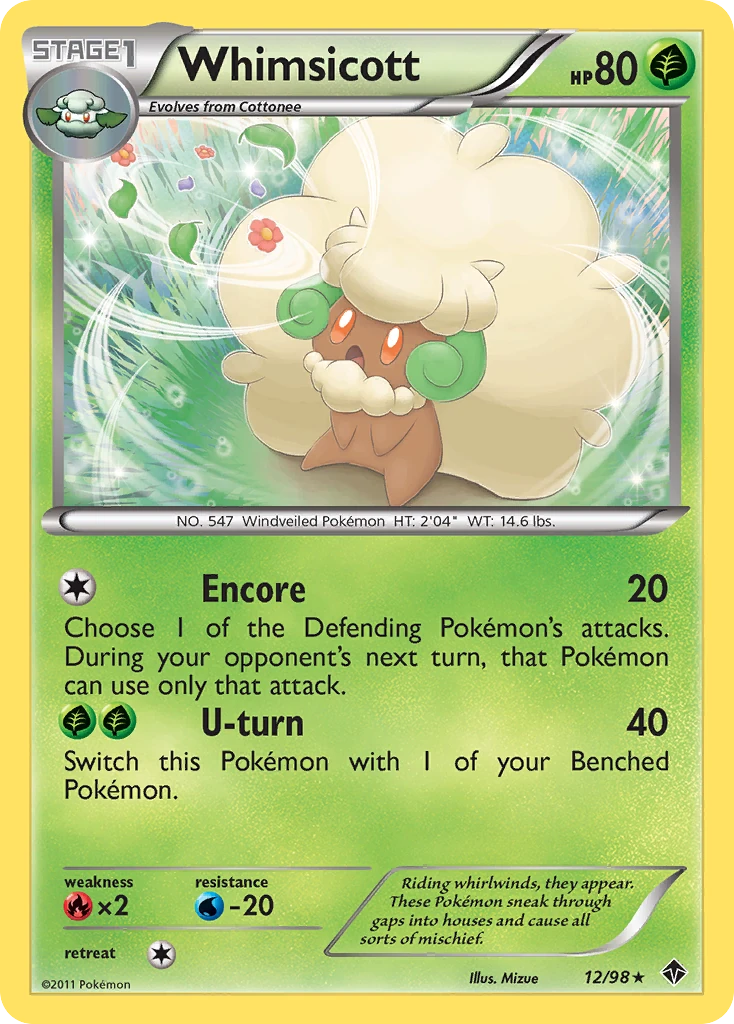 Whimsicott 12/98, Emerging Powers Pokémon card