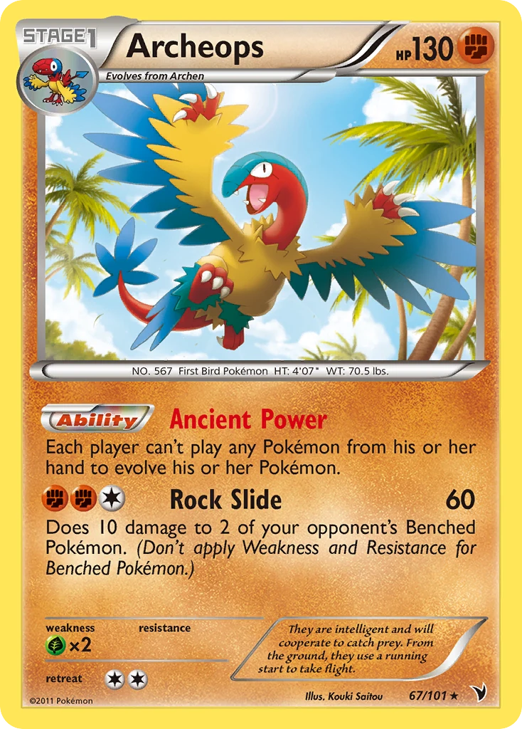 Archeops 67/101, Noble Victories Pokémon card