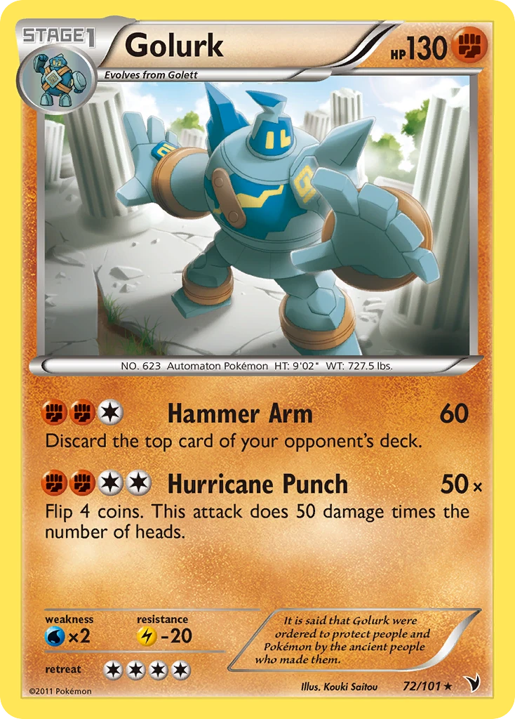 Golurk 72/101, Noble Victories Pokémon card