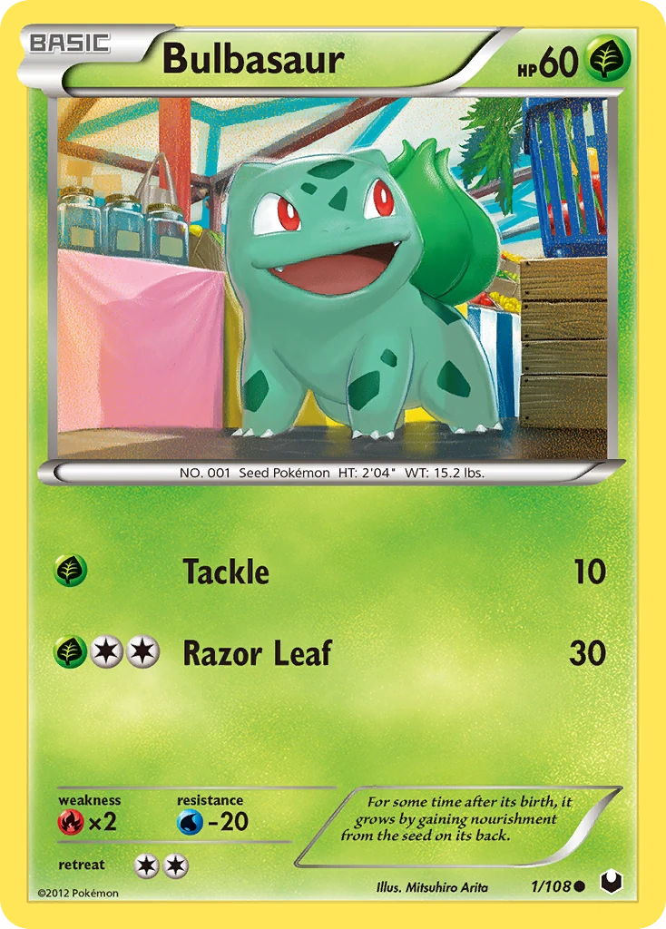 Bulbasaur 1/108, Dark Explorers Pokémon card