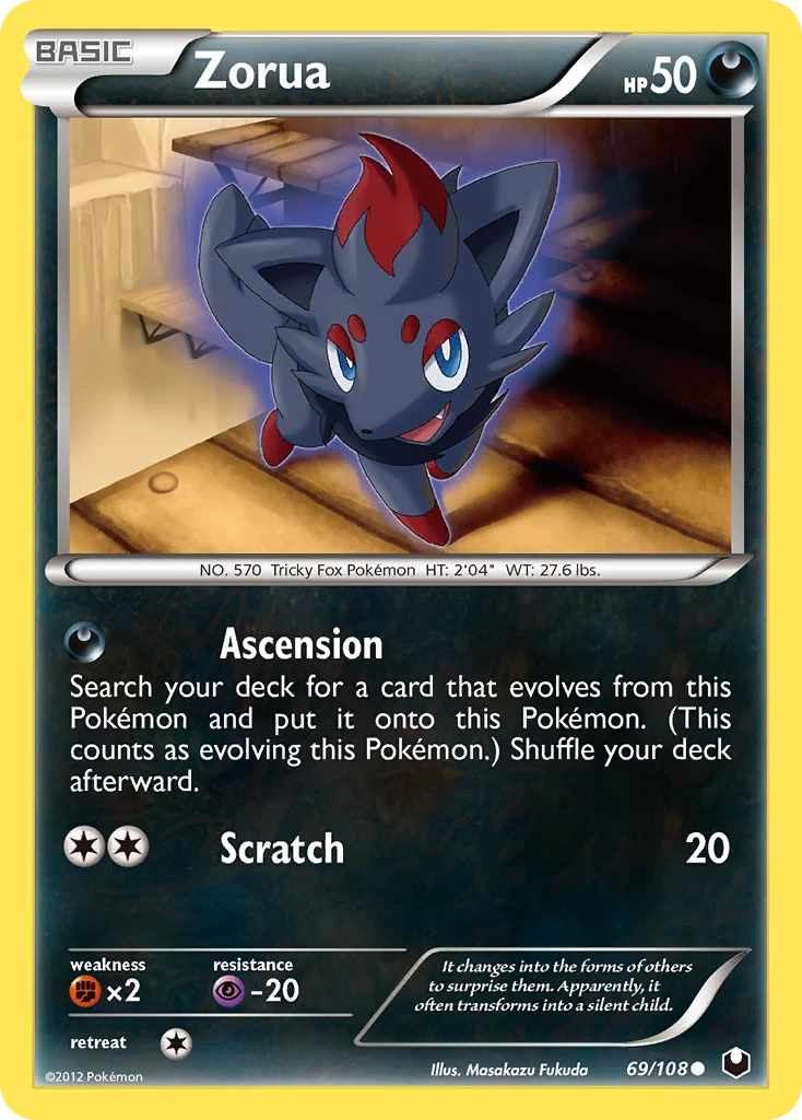 Zorua 69/108, Dark Explorers Pokémon card