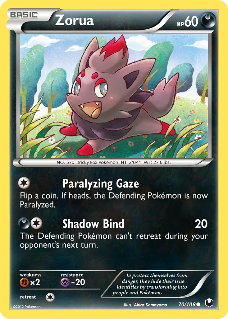 Zorua 70/108, Dark Explorers Pokémon card