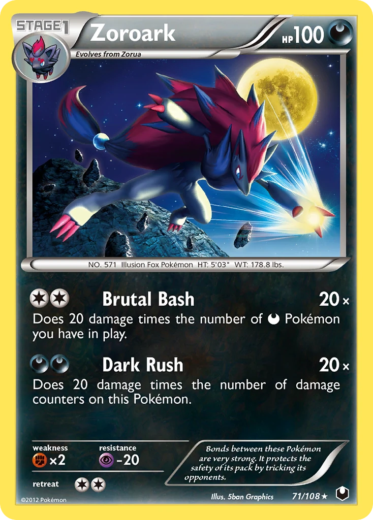 Zoroark 71/108, Dark Explorers Pokémon card