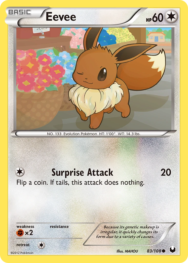 Eevee 83/108, Dark Explorers Pokémon card