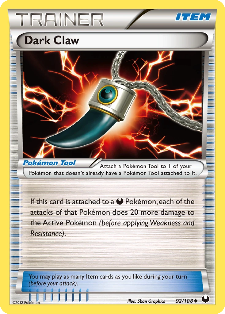 Dark Claw 92/108, Dark Explorers Pokémon card
