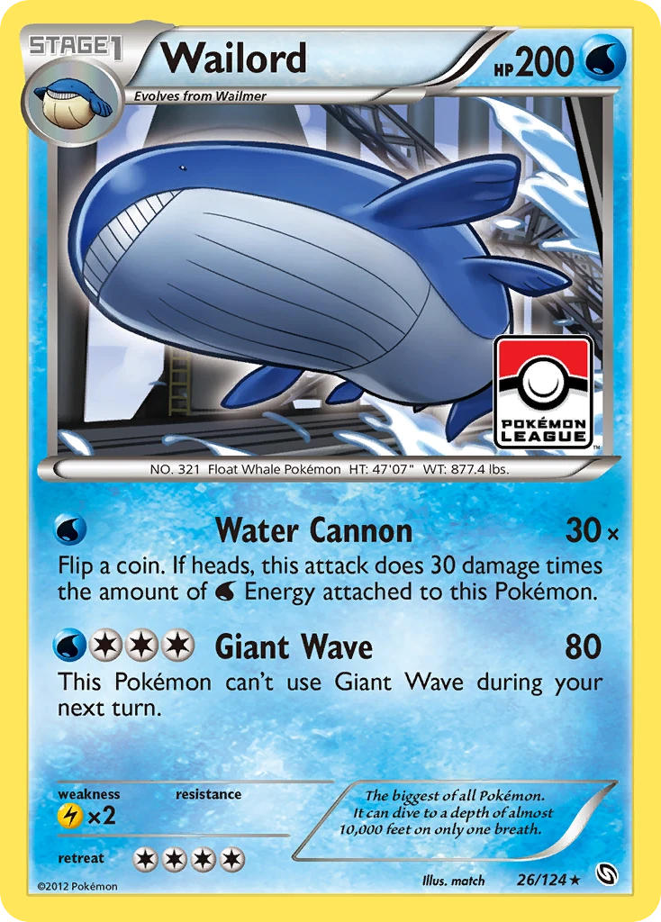 Wailord 26/124, Dragons Exalted Pokémon card