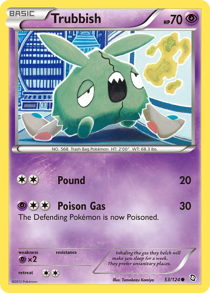 Trubbish 53/124, Dragons Exalted Pokémon card