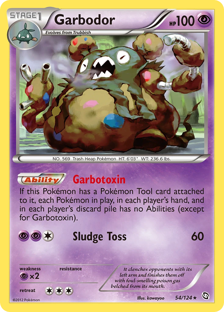 Garbodor 54/124, Dragons Exalted Pokémon card