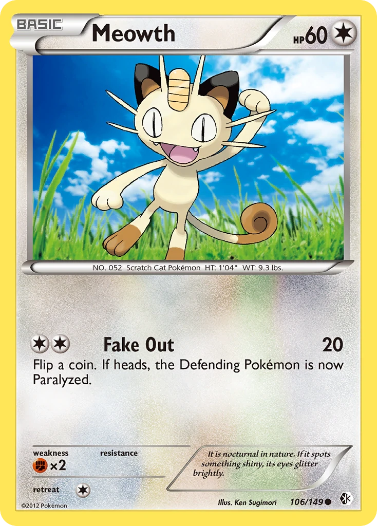 Meowth 106/149, Boundaries Crossed Pokémon card