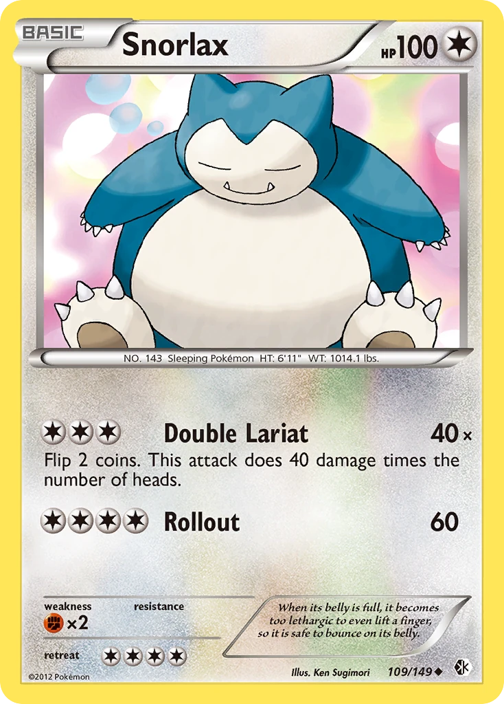 Snorlax 109/149, Boundaries Crossed Pokémon card