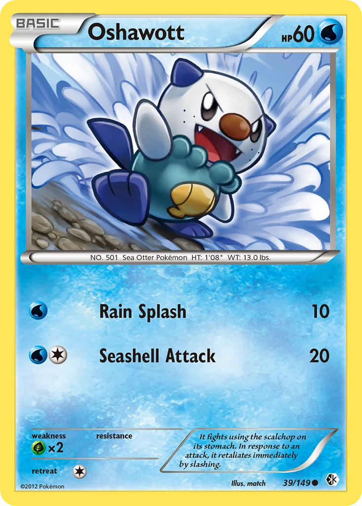 Oshawott 39/149, Boundaries Crossed Pokémon card