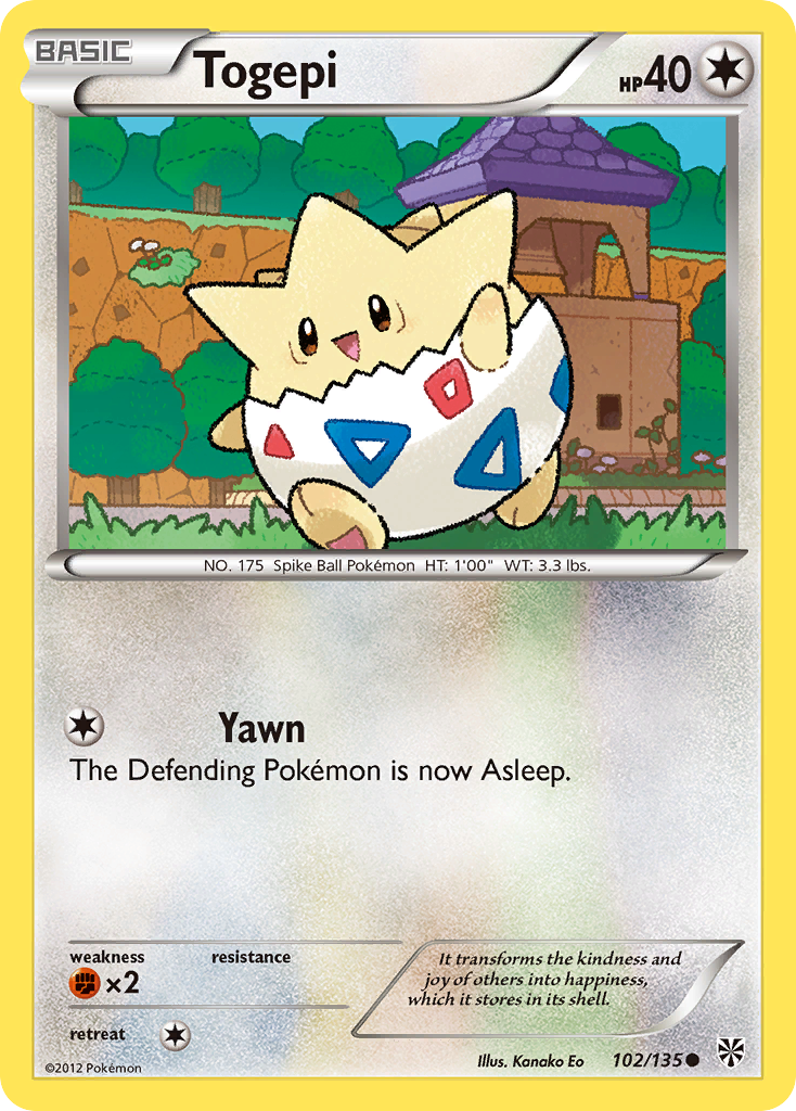 Togepi 102/135, Plasma Storm Pokémon card