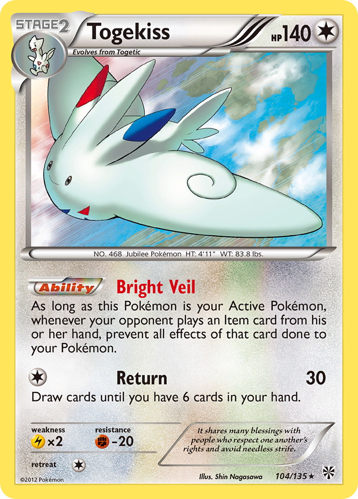 Togekiss 104/135, Plasma Storm Pokémon card