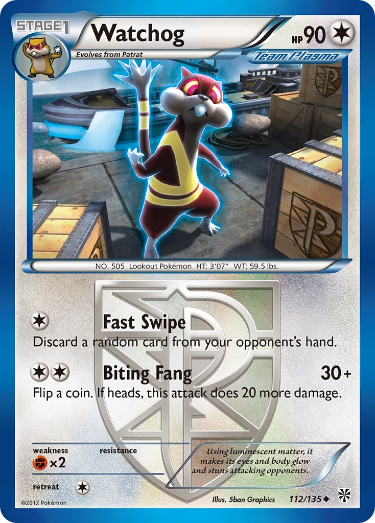 Watchog 112/135, Plasma Storm Pokémon card