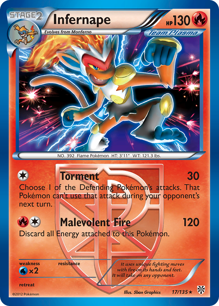 Infernape 17/135, Plasma Storm Pokémon card